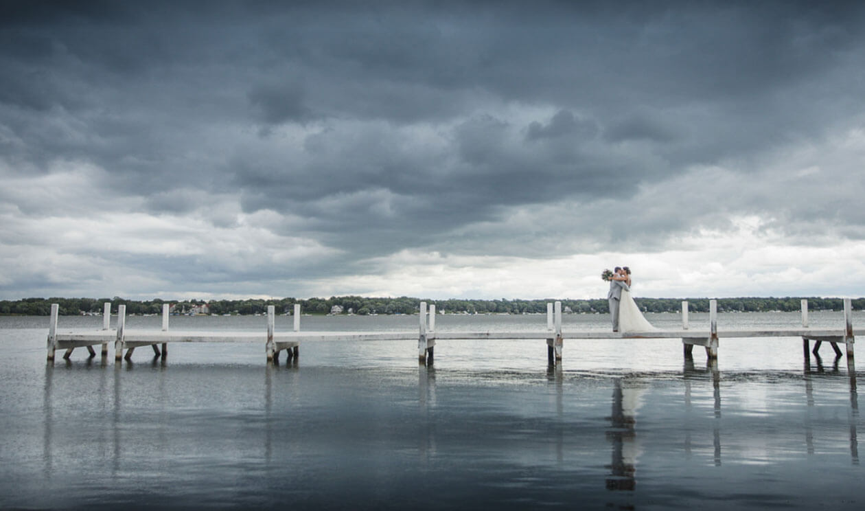 Wedding photography on large dock