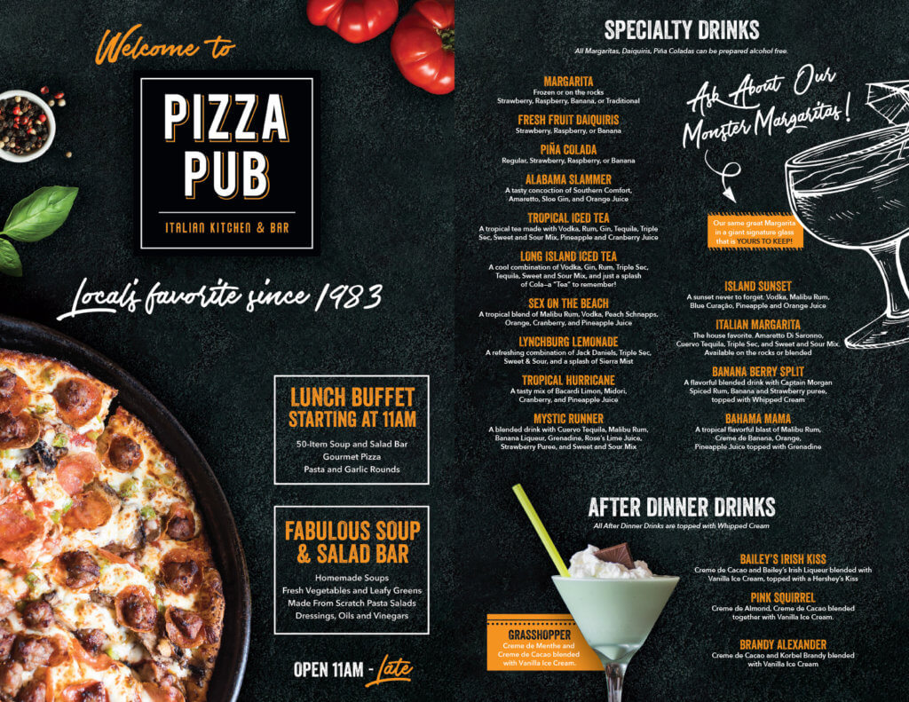 Pizza Pub Menu - Outside