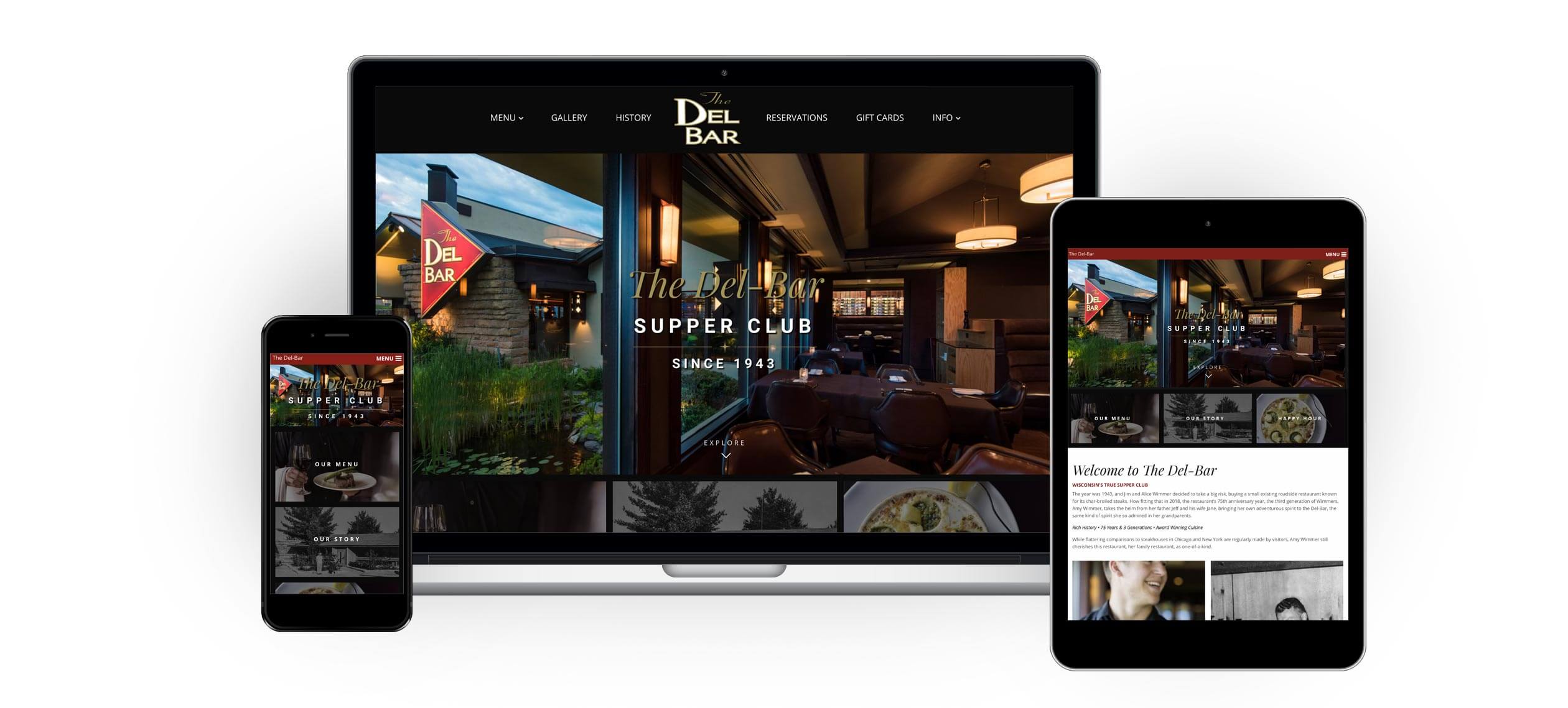 Dell Bar website displayed on computer, mobile phone, and tablet