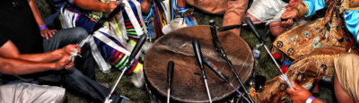 Native American Drum Circle - Closeup on Drum
