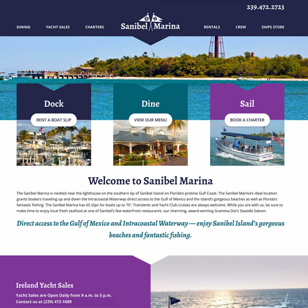 Sanibel Marina Website Screenshot - After Redesign