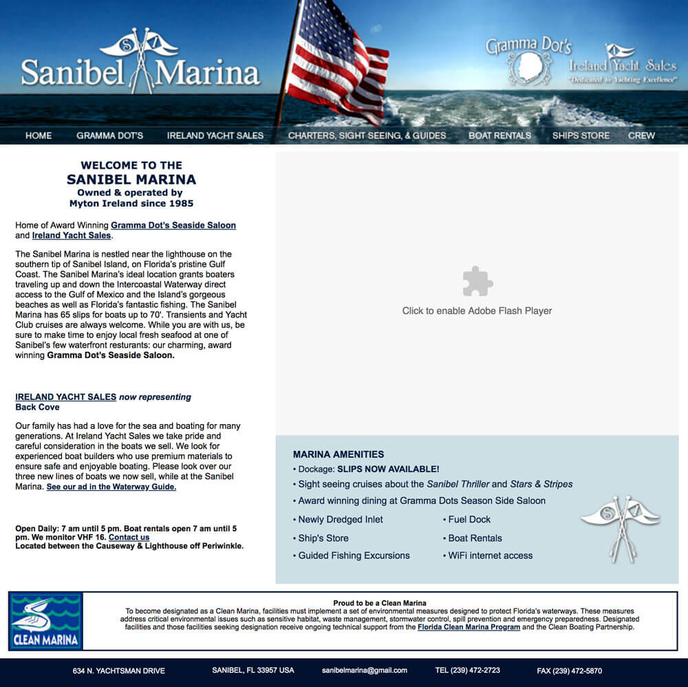 Sanibel Marina Website Screenshot - Before Redesign