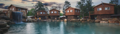 Dells Resort lagoon, waterfall, and tree houses